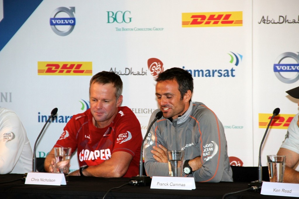 Chris Nicholson (left) and Franck Cammas - Volvo Ocean Race - Skippers Media Conference, March 16, 2012 © Richard Gladwell www.photosport.co.nz